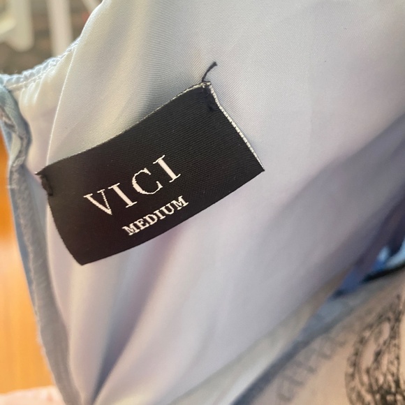 VICI Collection Tiered Cottagecore Long Maxi Dress Size Med Chambray Blue Boho - Picture 5 of 9